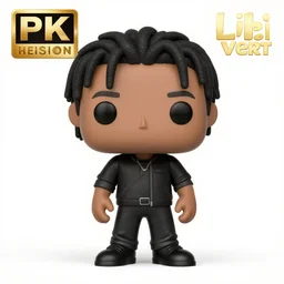 full body 3d render of lil uzi vert as a funko pop, studio lighting, white background, blender, trending on artstation, 8k, highly detailed