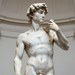 reinterpretation of sculpture of david by michelangelo, hyperrealistic style in carrara marble