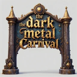 3d sculpt of an archway sign for a heavy metal inspired circus called 'the dark metal carnival', artstation, digital illustration