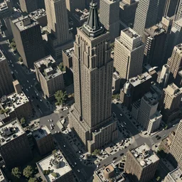 city Block of new york after a apocalypse, top down perspecrive