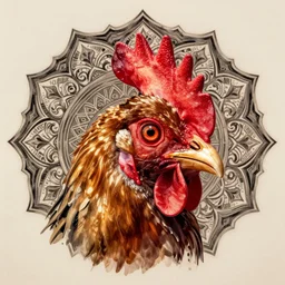 chicken head mandala by mcbess, colour print