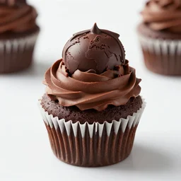 extremely delicious looking photo of cupcake, expensive restaurant top quality product, most perfect chocolate on the world, small manufacture, unique style, 8 k, product photography, professional studio photography