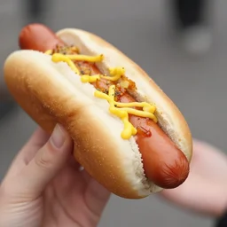 a hotdog biting its tail