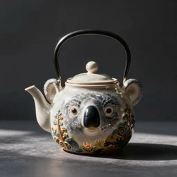 a tea kettle in the shape of a koalas head