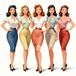 high quality high vintage illustration of pinups