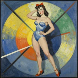 1950 pinup girl, art by Wassily Kandinsky