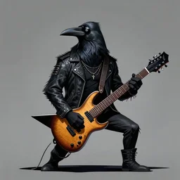 an anthropomorphic crow heavy metal guitarist, 8 k