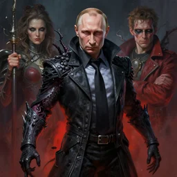 beautiful digital painting putin evil dead with high detail, 8 k, stunning detail, photo by artgerm, greg rutkowski and alphonse mucha, unreal engine 5, 4 k uhd