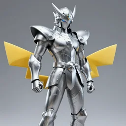 A silver zodiac knight from saint Seiya using the holy Pikachu silver armor by Stanley Artgerm Lau, WLOP, Rossdraws, ArtStation, CGSociety, concept art, cgsociety, octane render, trending on artstation, artstationHD, artstationHQ, unreal engine, 4k, 8k,
