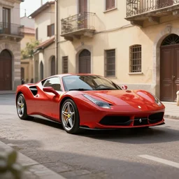 ferrari in an old town