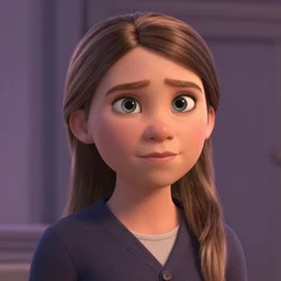 greta thunberg as a pixar character, head and shoulders