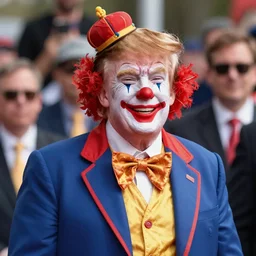 donald trump dressed as a clown, photo, high details, 8k resolution