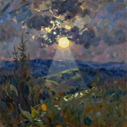 third eye voidscape by simon stalenhag and claude monet, oil on canvas