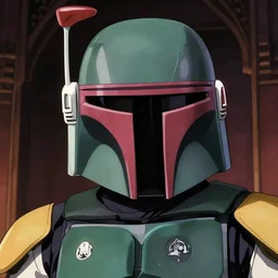 ilya kuvshinov anime illustration of boba fett, fine detail, perfect anime face, dramatic lighting, dynamic composition, moody, art deco, cel shading, vivid, stippled lighting, rich texture, yoshinari yoh, alphonse mucha, takashi murakami, ( ( ( colorful ) ) ), eguchi