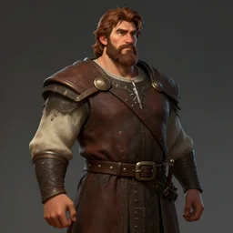 5 0 years old man, tall, stocky : fantasy : : brown hair, sympathetic, short brown beard : noble medieval clothing : : high detail, digital art, rpg, concept art, illustration