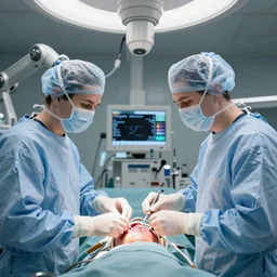 organ transplants in an operating room with robot surgeons , photorealistic,by Wlop,4k resolution