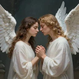 By faith and love they lead with their eyes closed, In parallel , resting on the angels of the voice, artstation, concept art, sharp focus, illustration