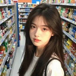 A girl in Wal-Mart, CCTV footage, View from high