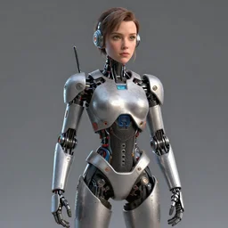 millie bobby brown as a robot, octane render, by yoji shinkawa