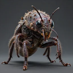 hyper realistic portrait of an insectoid monster with a lot of small fluffy details, creature design, concept art, artstation, art by marcus whinney and kim jung gi and irakli nadarultra, realistic, octane render, 8 k, hd, realistic lighting