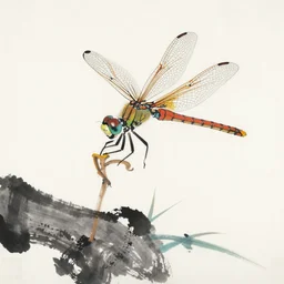 a chinese painting of a dragonfly by qi baishi