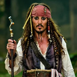 Jim Carrey as Captain Jack Sparrow in Pirates of the Caribbean