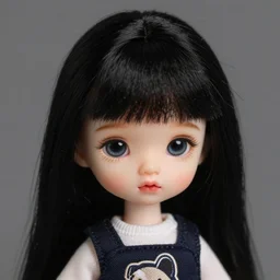 anabelle doll with black hair, hd, trending on artstation