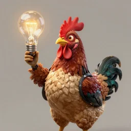 a portrait of a cyberpunk chicken holding a light bulb, fantasy, elegant, digital painting, artstation, concept art, matte, sharp focus, illustration, art by josan gonzalez
