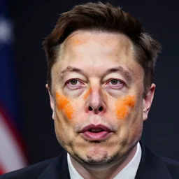 elon musk wearing orange face