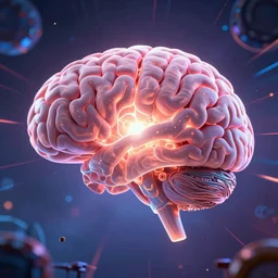 a huge ever growing pulsating brain that rules from the centre of the ultraworld, hyperrealism, highly detailed, cyberpunk, octane render, volume light, sci - fi, psychedelic