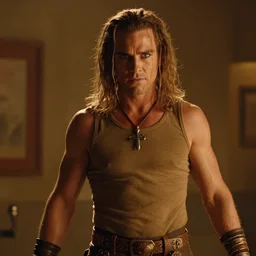 cinematic still of kirk lazarus in tropic thunder film