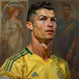 Cristiano Ronaldo Russian hero digital fantasy character, painted portrait, artstation, concept art, hard focus, illustrations, works by Artgerm and Greg Rutkowski, Alphonse Mucha and Craig Mullins, James Jean, Andrey Ryabovichev, Mark Simonetti and Peter Morbacher, 16k,