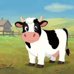 cute cow on a farm, scene from 2 0 0 4 movie, home on the range by walt disney feature animation