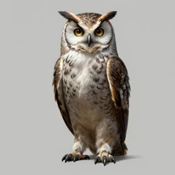 Full body portrait of a human-owl hybrid, dnd character design concept art, by Sergey Samarskiy, hyper detailed, uncropped.
