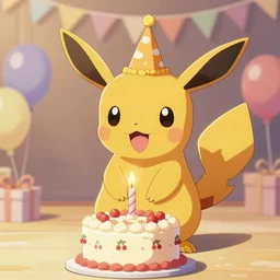 pichu celebrating his birthday, trending on artstation, artstationhd, pixiv, soft, cgsociety - n 9