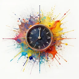 time moving to the future glorifying the past, maximalist splatter paint