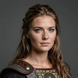 head and shoulders portrait of a barbarian female high quality focus by wlop