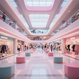 vaporwave 8 0 s dreamy empty empty shopping mall, highly detailed, 3 d render, vray, octane, realistic lighting, photorealistic