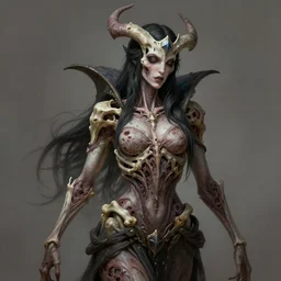 portrait of a female undead warlock, decaying flesh, bones, world of warcraft, humanoid character, beautiful, focused, elegant, art nouveau, dnd, sinuous, fantasy, mystical, magical aesthetics, illustration, photorealistic, soft lighting, unreal engine, matte painting, 4 k,