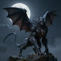 man - bat creature, moonlit night, fantasy, wide angle, 8 k, high definition, insanely detailed, intricate, elegant, professionally retouched, soft lighting, art by artgerm and wlop