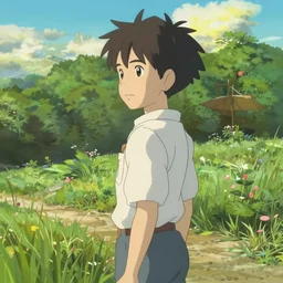 A scene with a character in a scenic place by Makoto Shinkai