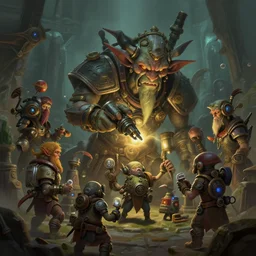 fantasy art of goblin techies from dota 2 in the style of greg rutkowski, detailed, cinematic, movie poster