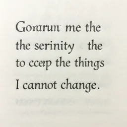 god grant me the serenity to accept the things i cannot change : : the courage to change the things i can : : and the wisdom to know the difference.