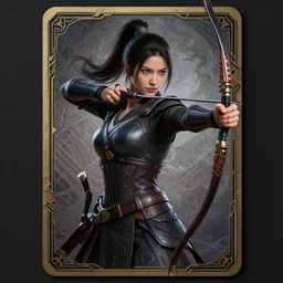 fantasy female samurai archer, ponytail, dim light, front game card, marvel comics, dark, intricate, highly detailed, smooth, artstation, digital illustration by ruan jia and mandy jurgens and artgerm and wayne barlowe and greg rutkowski and zdislav beksinski