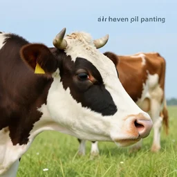 “a cow in heaven oil panting”