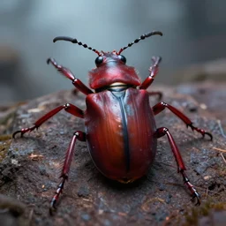 tiger beetle faced alien with red skin. humanoid body. epic sci - fi character concept. cinematic digital art.