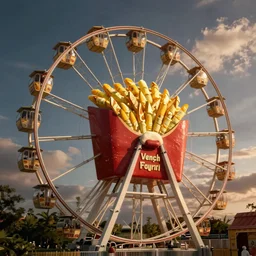 a ferris wheel with french fries on it