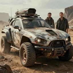 retrofuturistic wasteland scavenger car, close up, quint buchholz, wlop, dan mumford, artgerm, liam brazier, peter mohrbacher, raw, featured on artstation, octane render, cinematic, rugged, intricate, 8 k