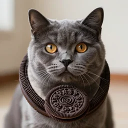a cat colored like an Oreo, photorealistic