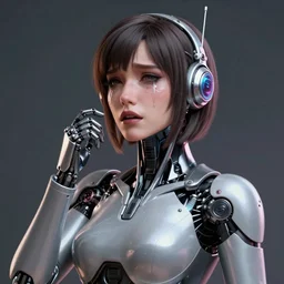 awakening, beautiful crying cyborg woman, octane render, fantasy,'blade runner 2 0 4 7 ', pose, photorealistic, cover shot, interstellar, intricate detailed environment. vogue, ( ( ( el dia los muertos ) ) ), 8 k, hd. by terry o'neill and artgerm and greg rutkowski and alphonse mucha and loish and wlop